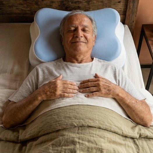 Melara Max Pillow support for side, back and stomach sleepers Melara Max Pillow shown for multiple sleeping positions